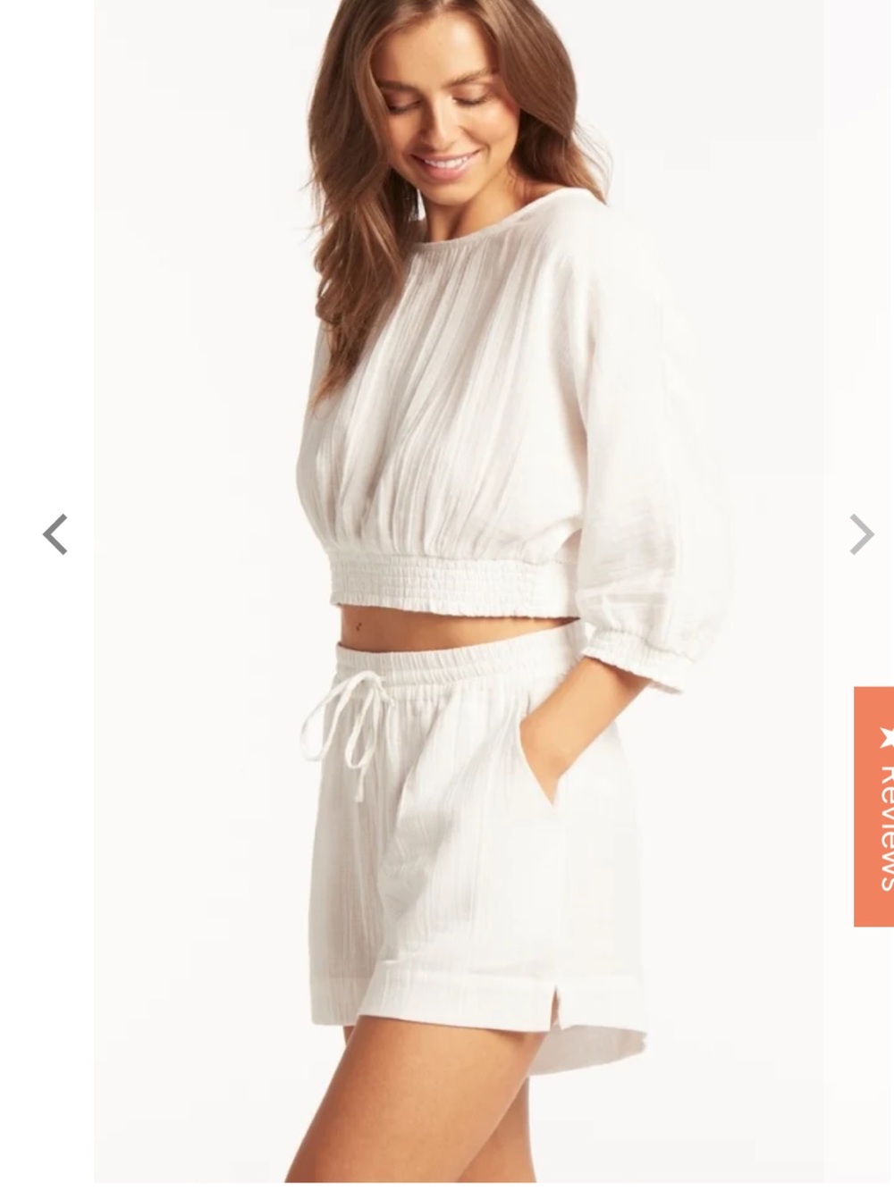 White Cropped Swim Coverup Top with matching shorts